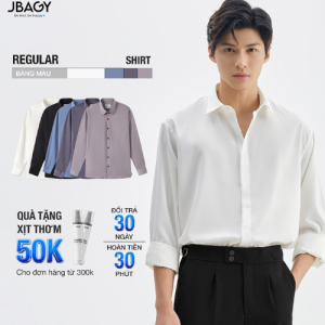 Áo sơ mi nam tay dài JBAGY Pastel sơ mi trắng form rộng, vải lụa tăm cao cấp phong cách Hàn Quốc